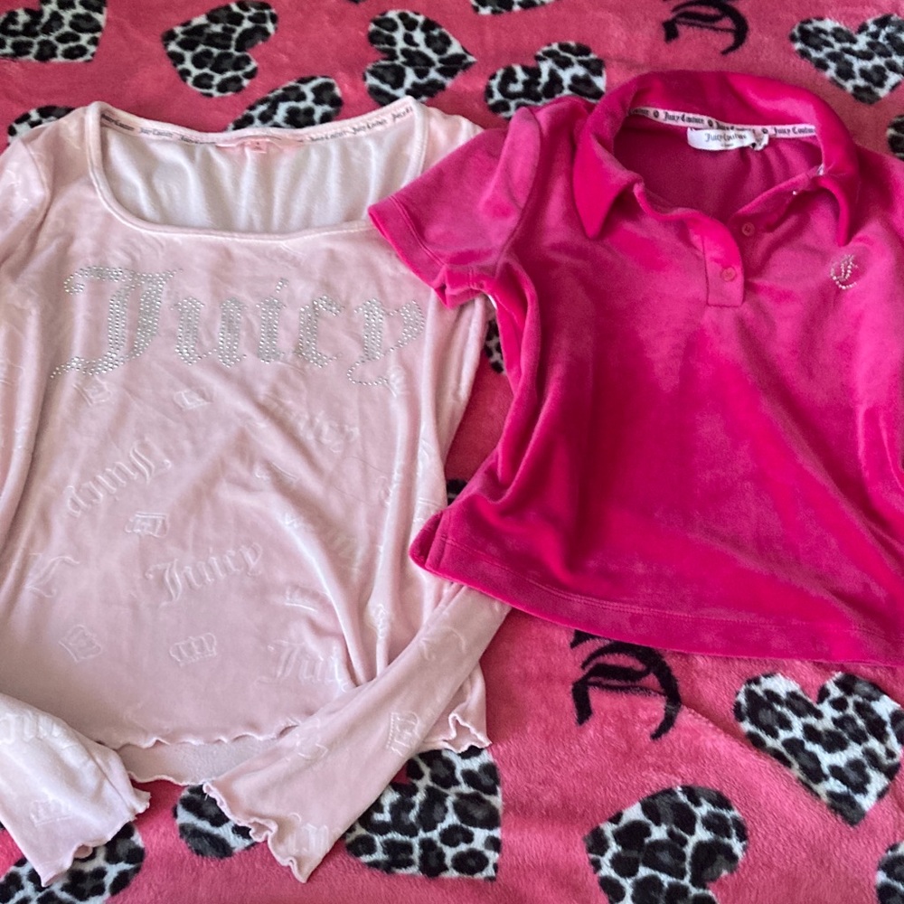 (BUNDLE)Juicy Couture Light Pink and Vibrant Pink Long Sleeve and Polo Set